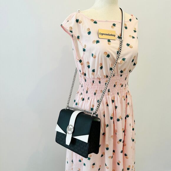 Michael Kors Purse Greenwich Small Signature Logo Crossbody Bag Black - Picture 10 of 11